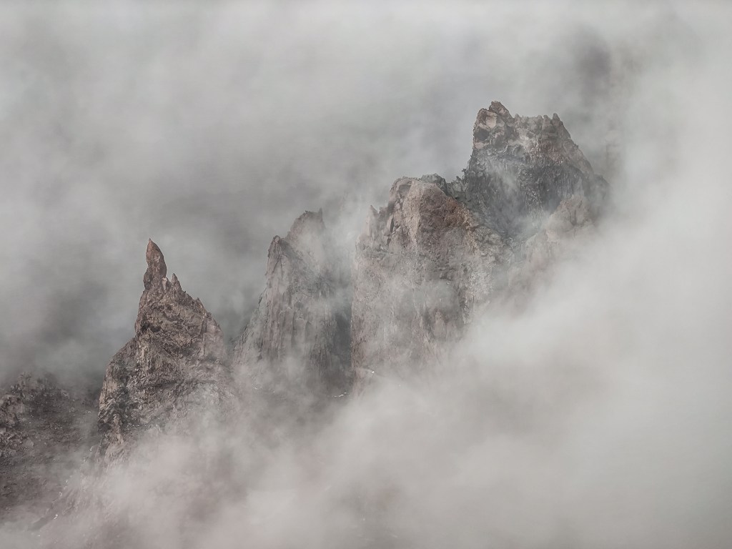 View of the ridges of Mount Kazbek.