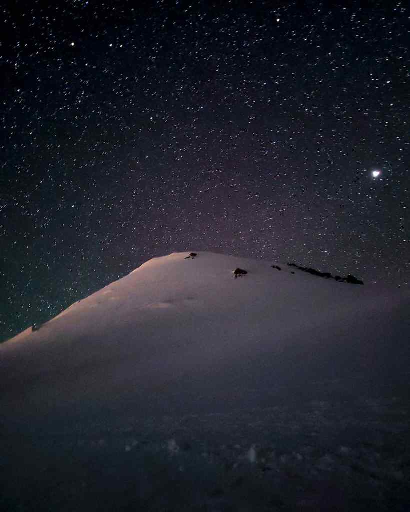 Mount Kazbek and stars.