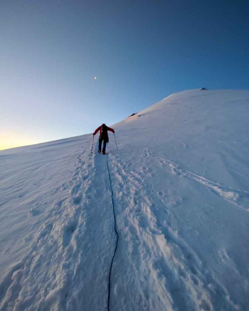Summit push on Mount Kazbek.