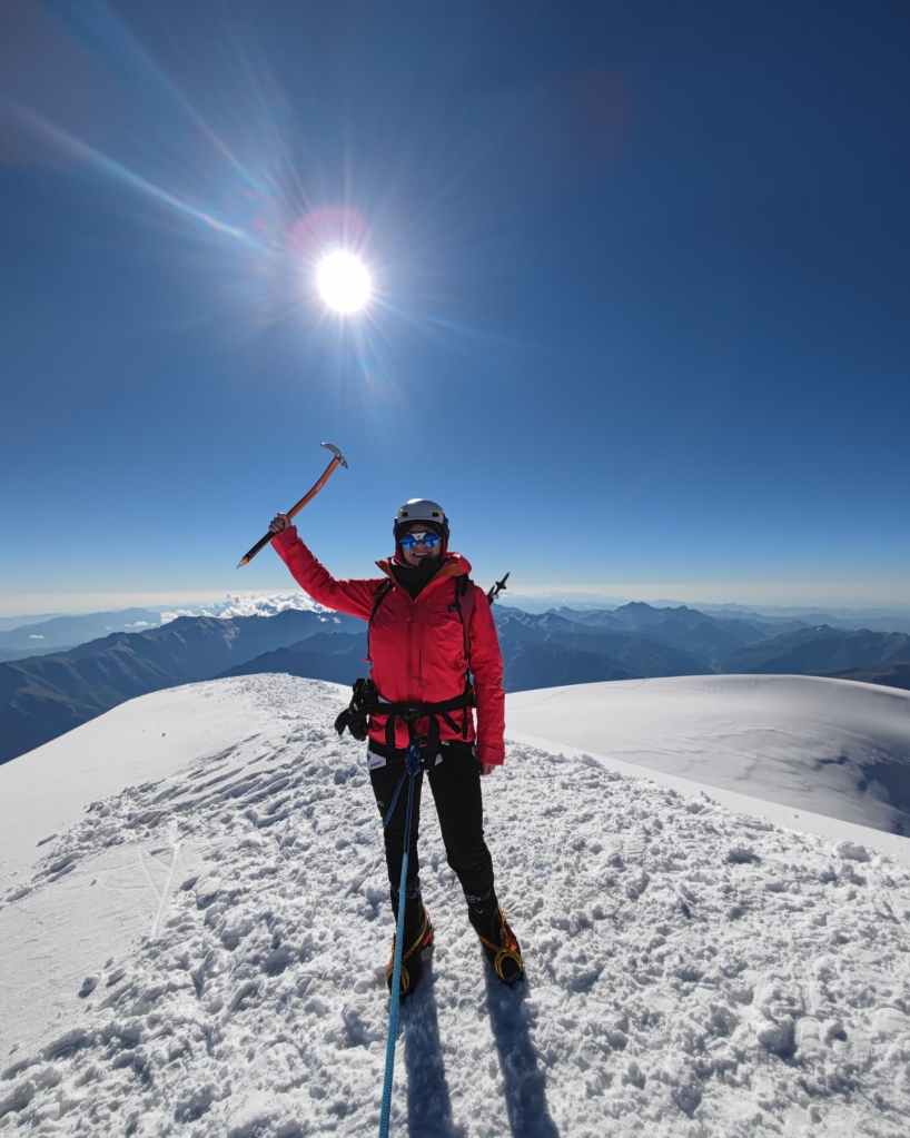 Inga Ecker on Mount Kazbek summit.