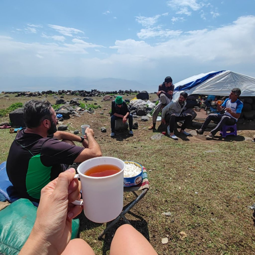Friendly locals offering tea on Mount Ararat.