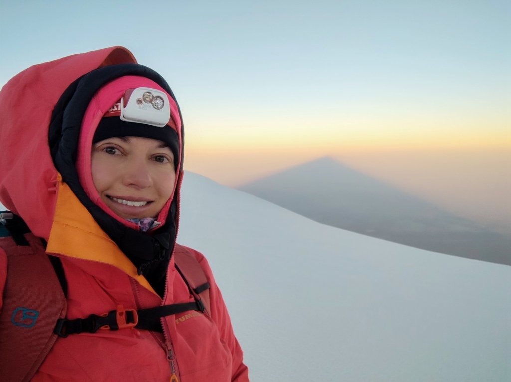 Inga Ecker at the summit of Mount Ararat.
