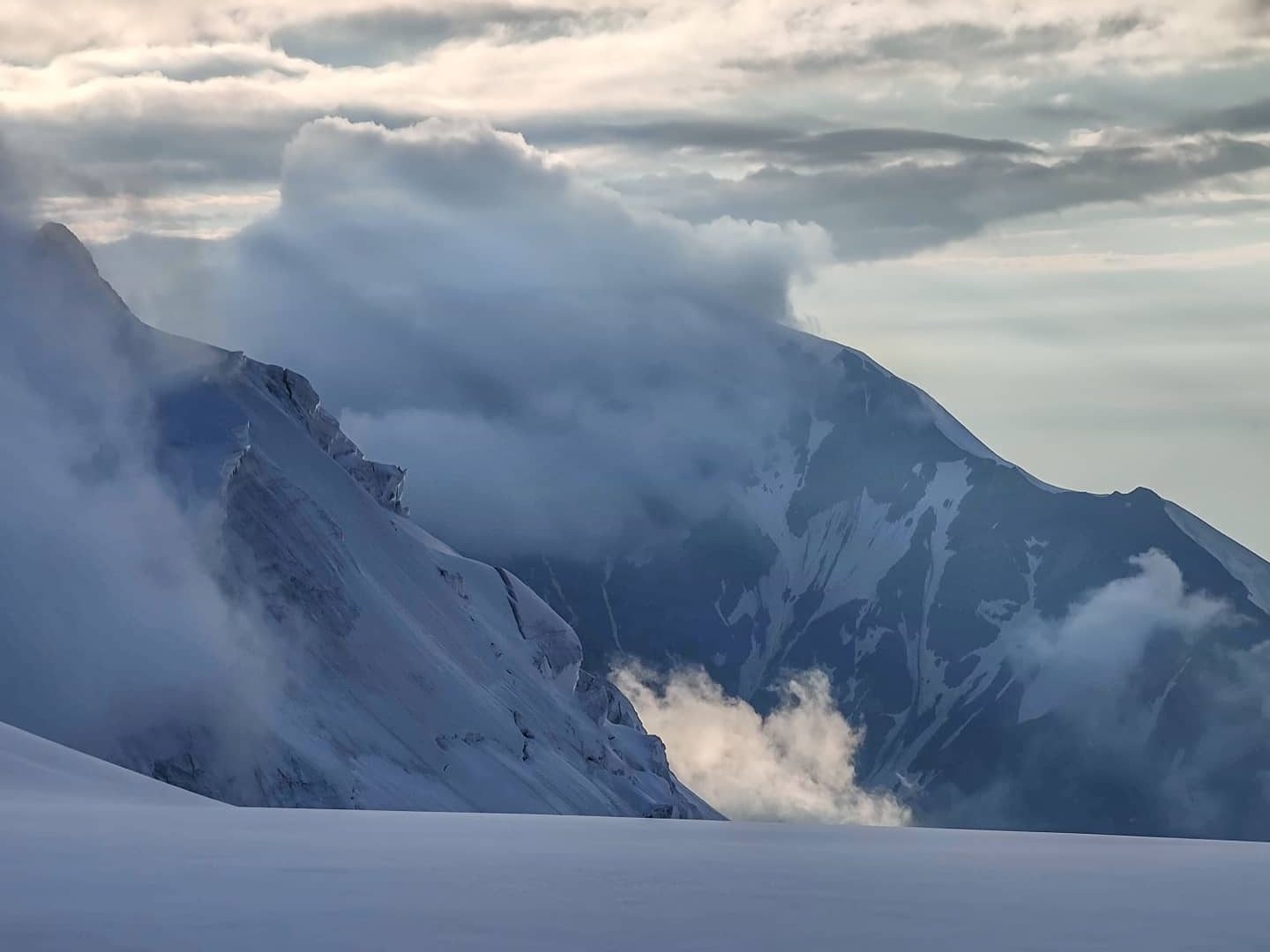 Views of the caucasus from Kazbek plateau.