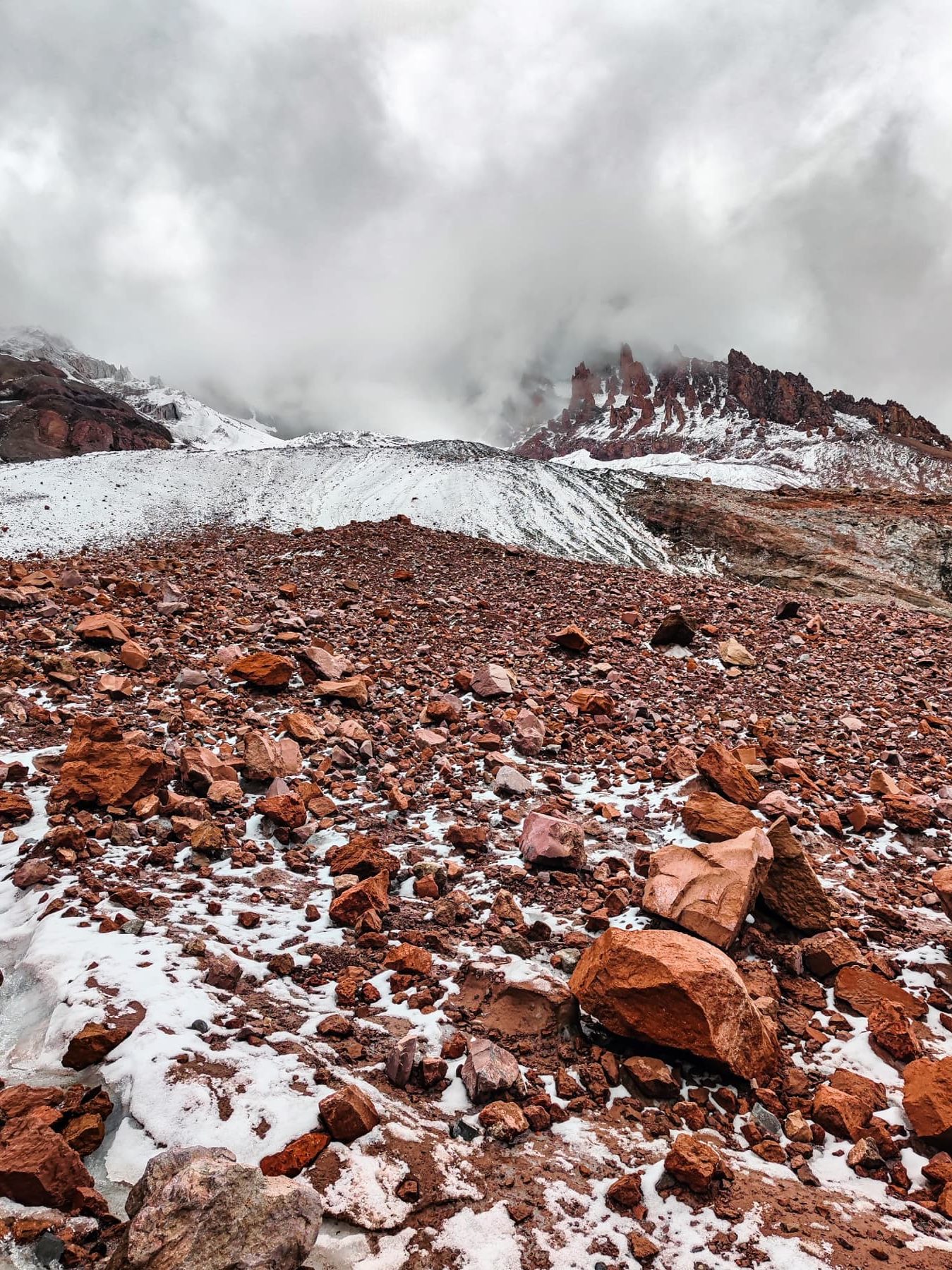Red landscapes on Kazbek.