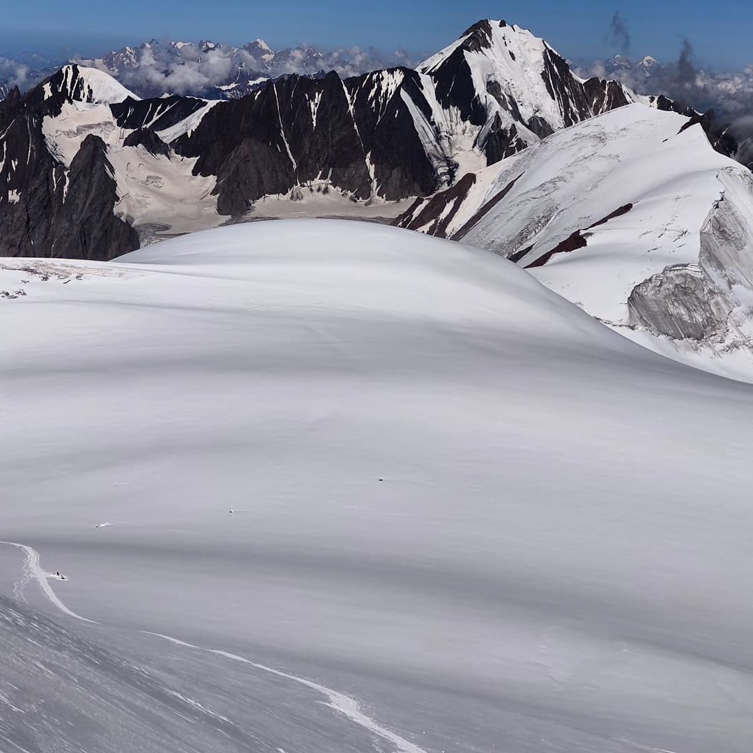 View of the Caucasus from Kazbek summit.