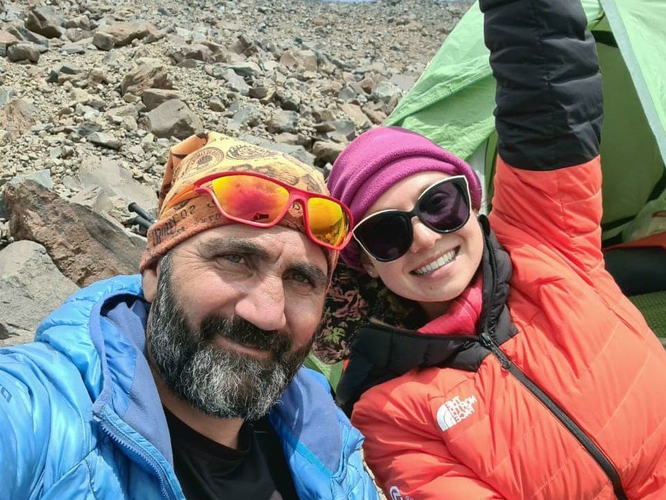 Inga Ecker and Shota Komakhidze at Ararat High Camp.